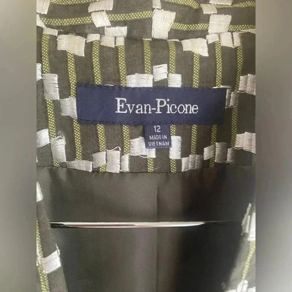 Evan Picone Vintage Blazer Olive Green Geometric Retro Pattern Loud Quirky Artsy - Picture 3 of 11